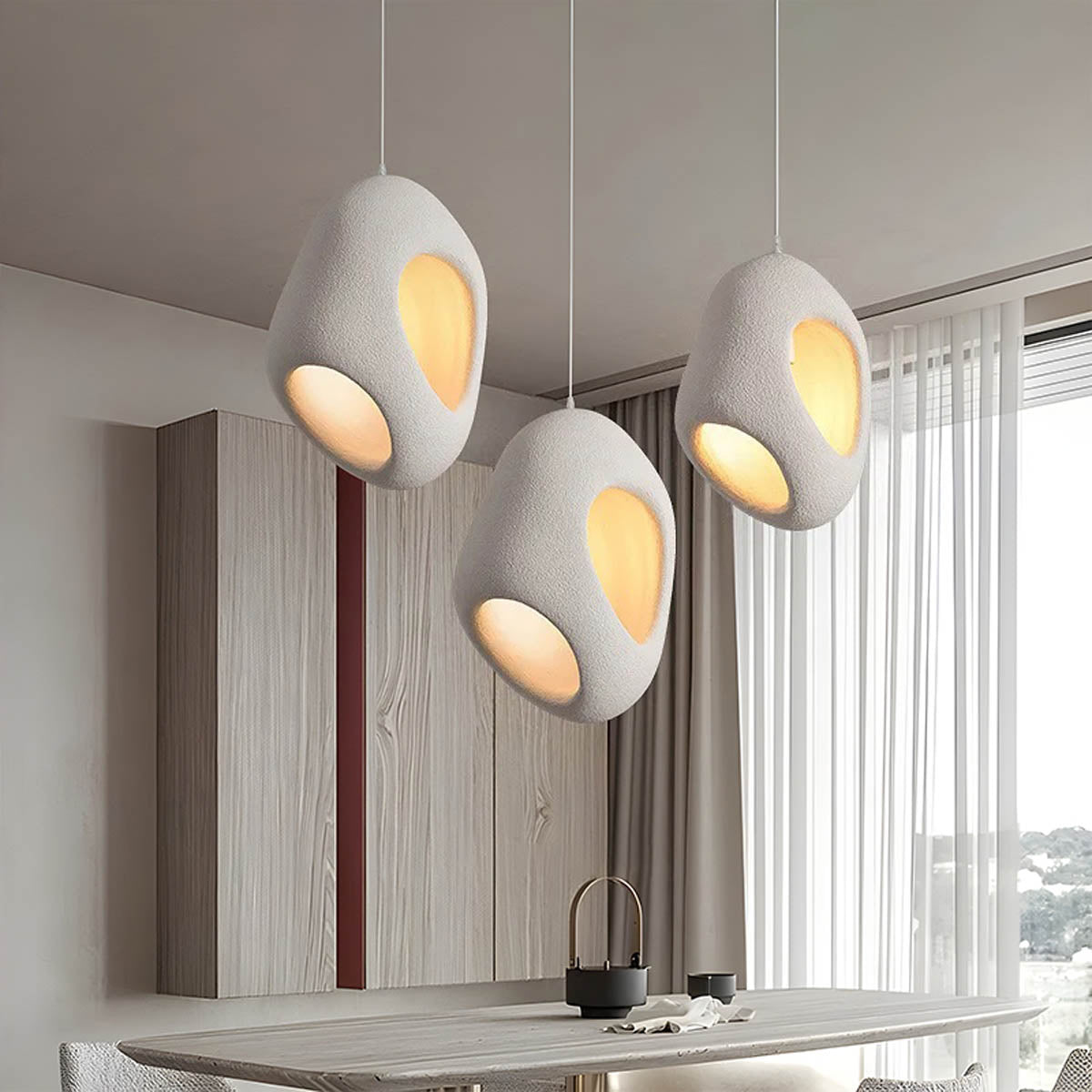 SereniGlow Pendelleuchte im Wabi-Sabi Design | Natürlicher Stil | Dimmbares LED-Licht | Ideal für Wohnzimmer & Esszimmer