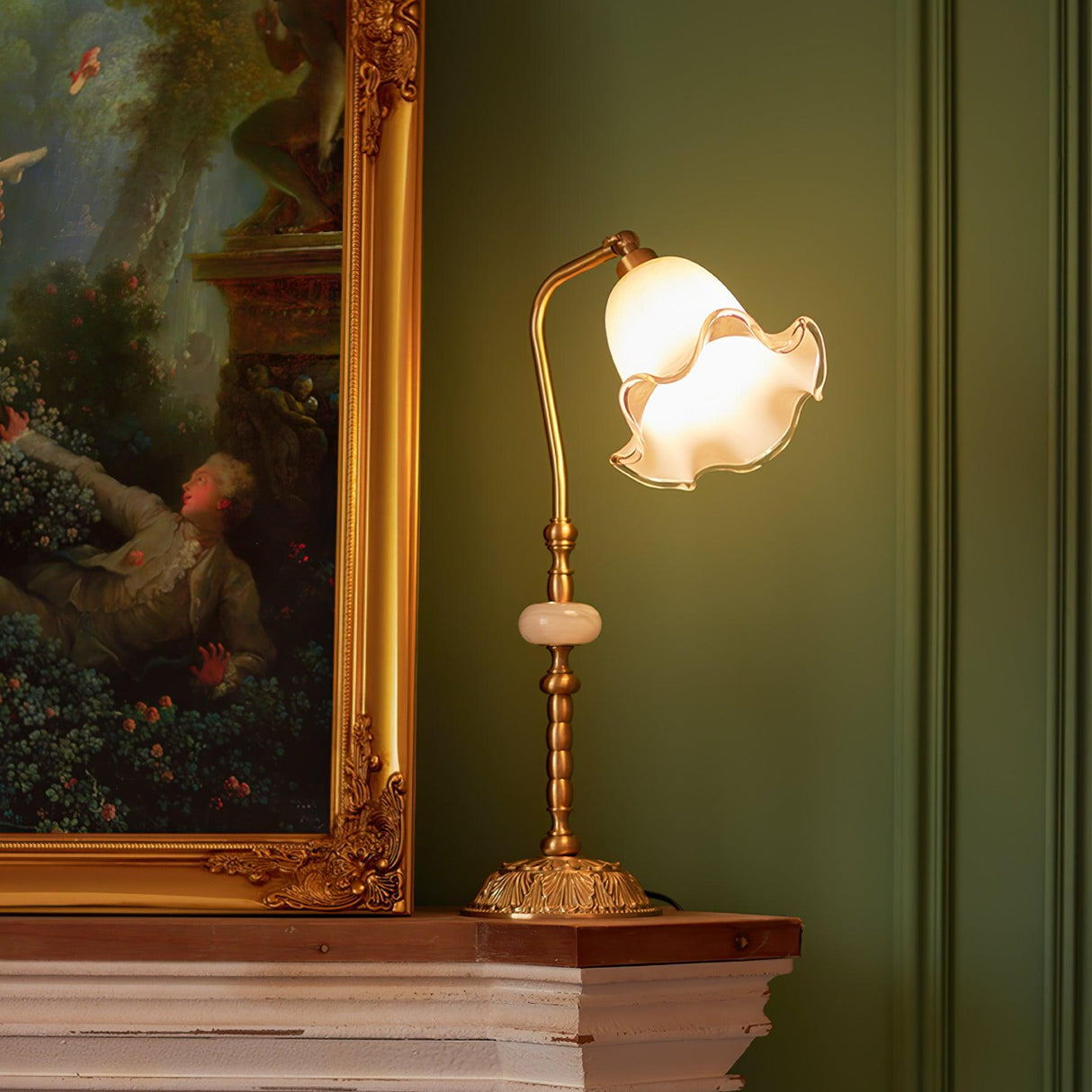 Brassence Elegante Messing Tischlampe | Tulpenform | Dimmbar | Arbeits- & Dekolicht | Stilvolle Beleuchtung für Zuhause