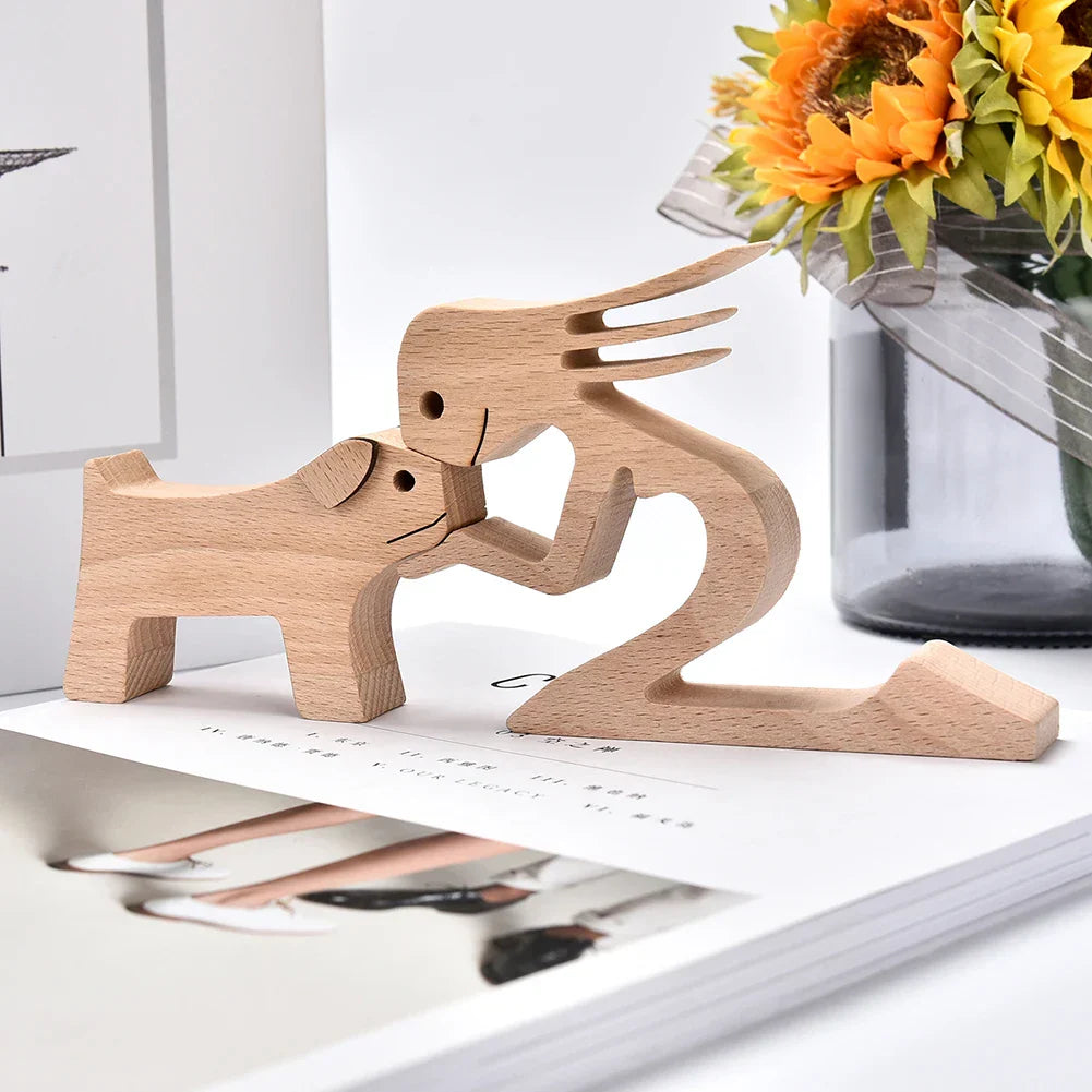 WoodPaw Nordische Hundeskulptur aus Holz | Handgefertigte Tierfigur | Minimalistische Dekoration | Zeitloses Design