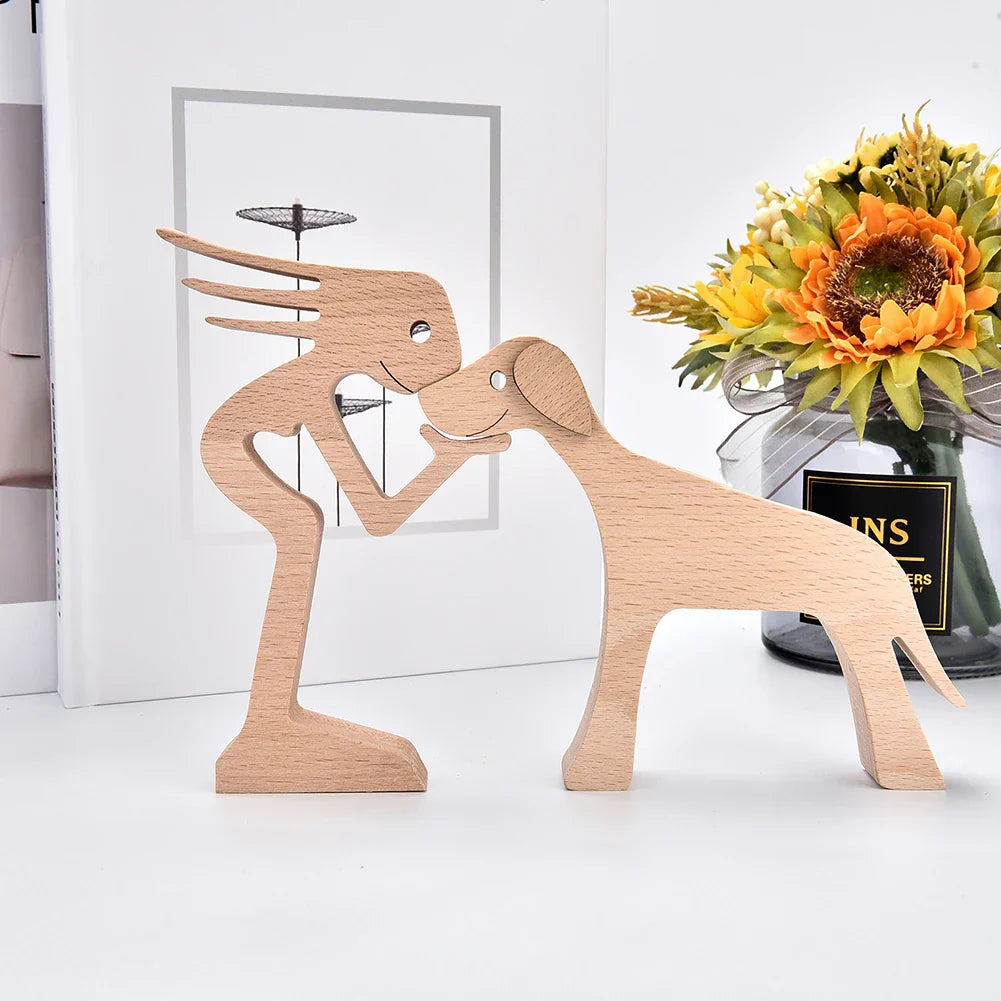 WoodPaw Nordische Hundeskulptur aus Holz | Handgefertigte Tierfigur | Minimalistische Dekoration | Zeitloses Design