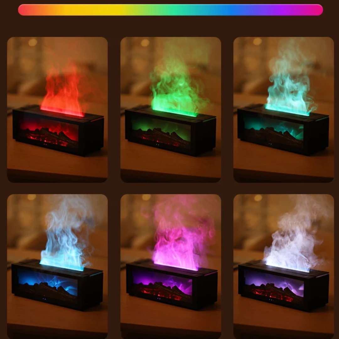 AromaFlame Kamin-Diffuser | LED-Licht | Ultraschall-Aromatherapie | Luftbefeuchter | Deko für Zuhause