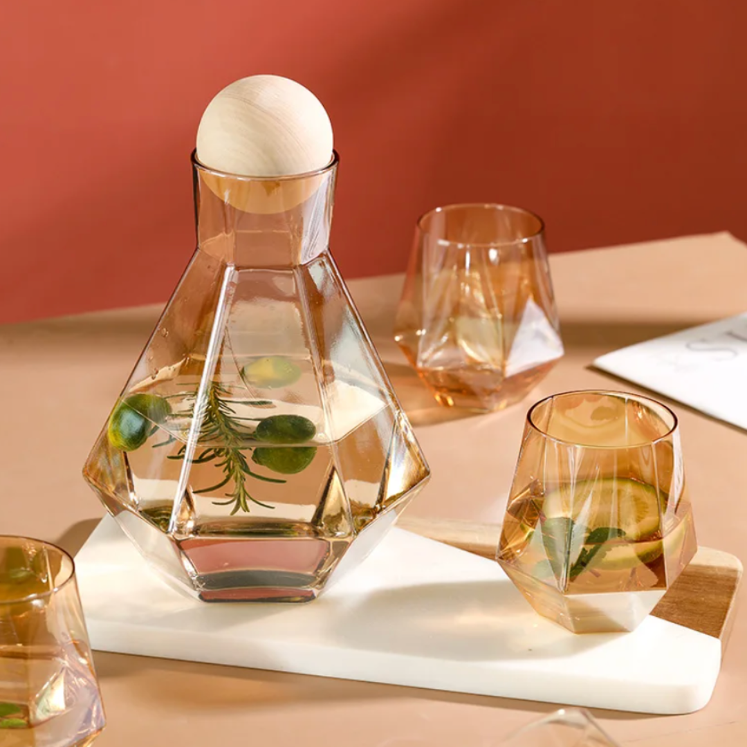 CrystalServe Diamond Design Trinkglas-Set (5-teilig) | Luxuriöses Glasdesign für stilvolle Getränke