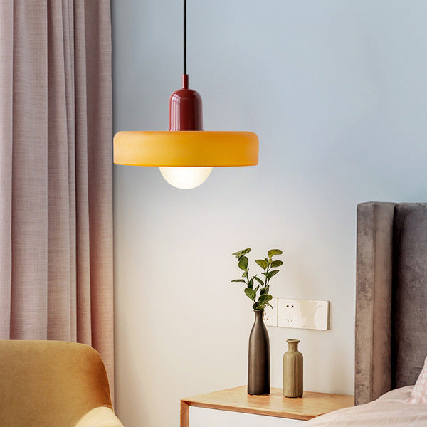 BauArt Pendelleuchte aus farbigem Glas | Elegante Hängeleuchte im Bauhaus-Stil | Designlampe für Wohnzimmer & Esszimmer
