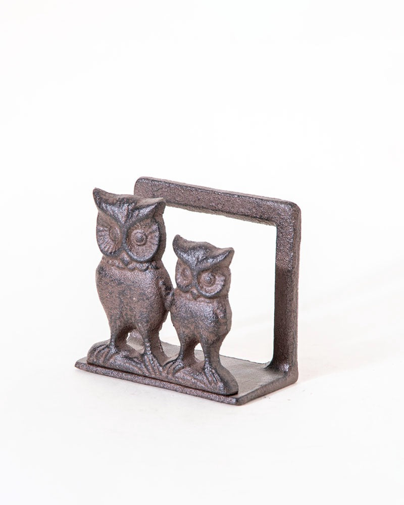 Owlinor Vintage Gusseisen Serviettenhalter | Eulen-Design | Robustes Metall | Dekorative Aufbewahrung für Servietten