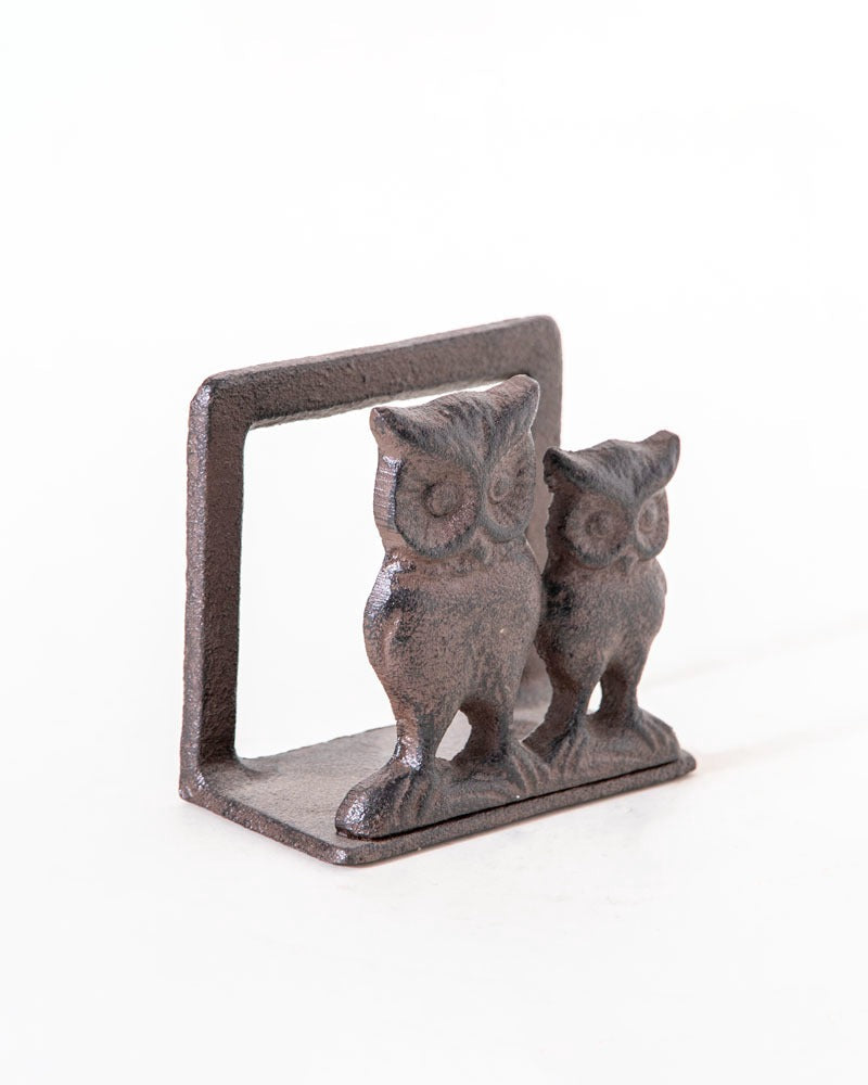 Owlinor Vintage Gusseisen Serviettenhalter | Eulen-Design | Robustes Metall | Dekorative Aufbewahrung für Servietten