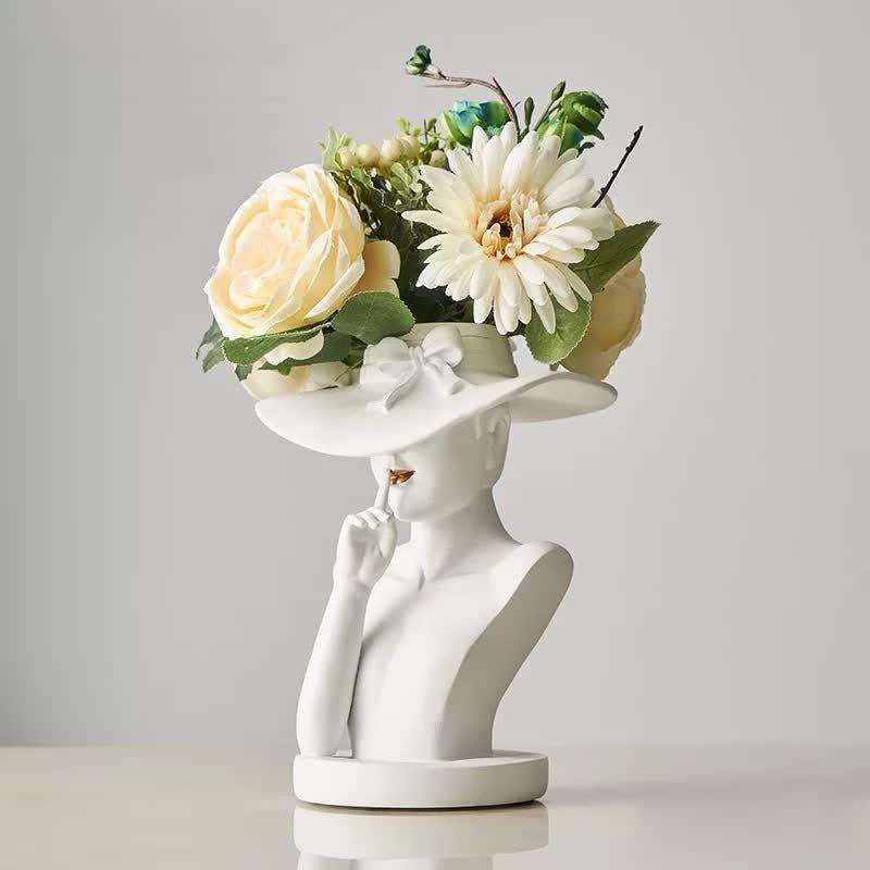 FemiVase Damenhut Design Vase | Kunstvolle Dekoration | Elegantes Wohnaccessoire | Handgefertigt