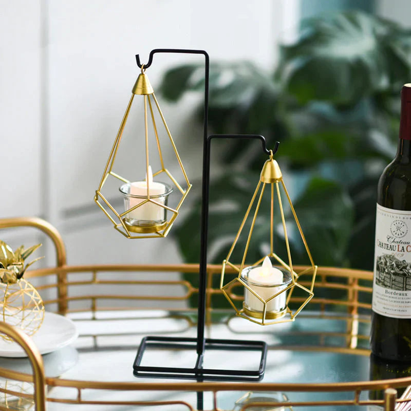 LustraDiamond Hängender Kerzenhalter | Geometrisches Design | Eleganz für Innen- & Außendekoration