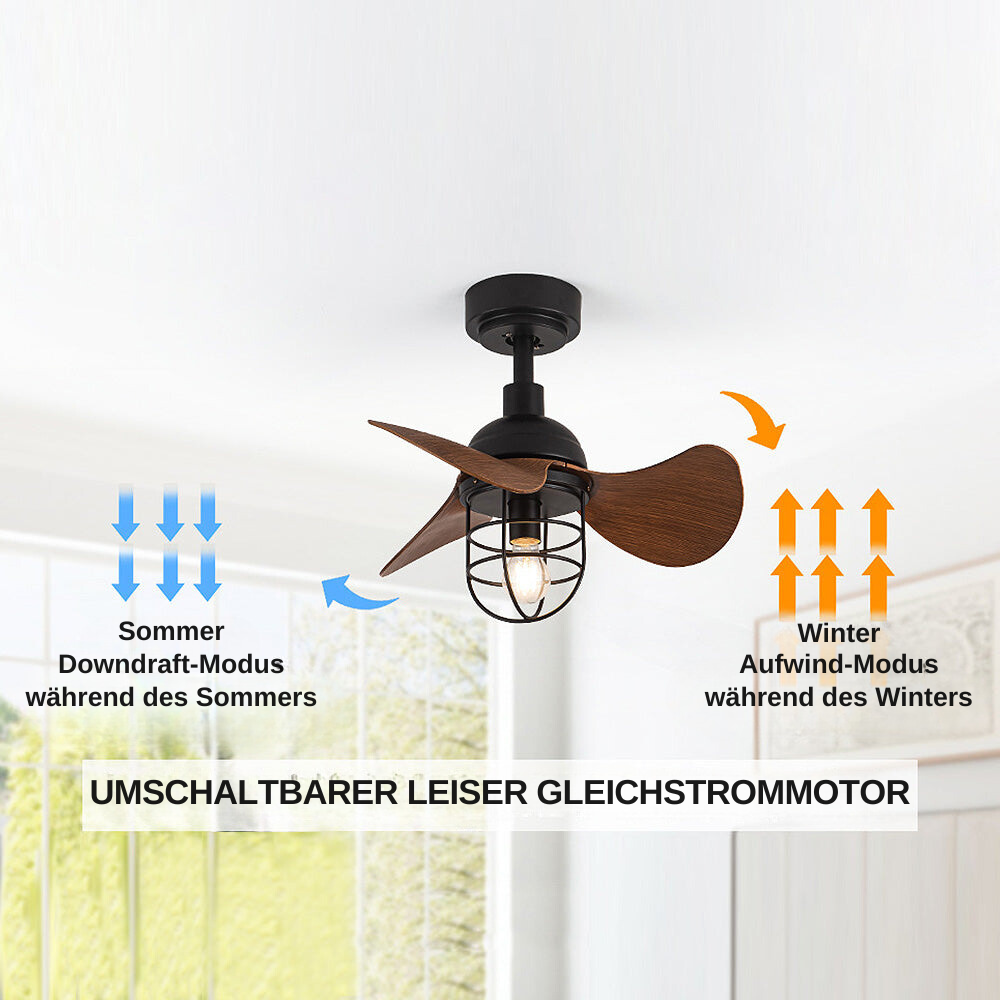 BreezeLux Moderner Deckenventilator mit Beleuchtung | Dunkles Walnussholz | Energieeffizient & Stilvoll