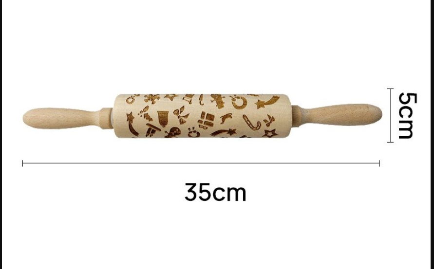 RollArt Prägemuster Nudelholz | Buchenholz Backwerkzeug | Perfekte Muster für Kekse & Teig