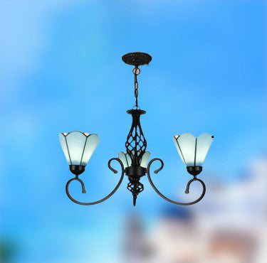 TiffanyGrande Kronleuchter | Europäisches Tiffany-Design | 3/5/6/8-Licht Hängelampe | Elegante Beleuchtung für Wohnräume