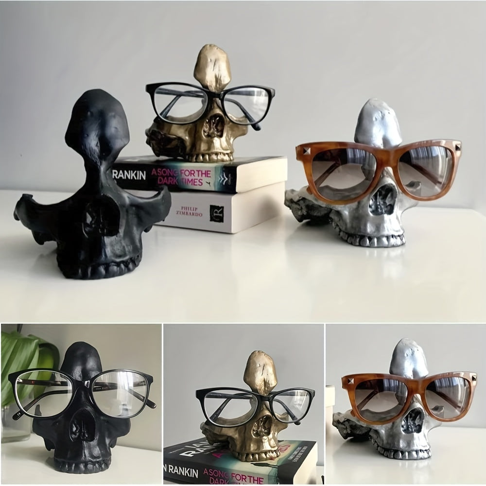 SkullArt Brillenhalter Schädel Statue | Gothic Stil | Deko für Zuhause | Brillenständer