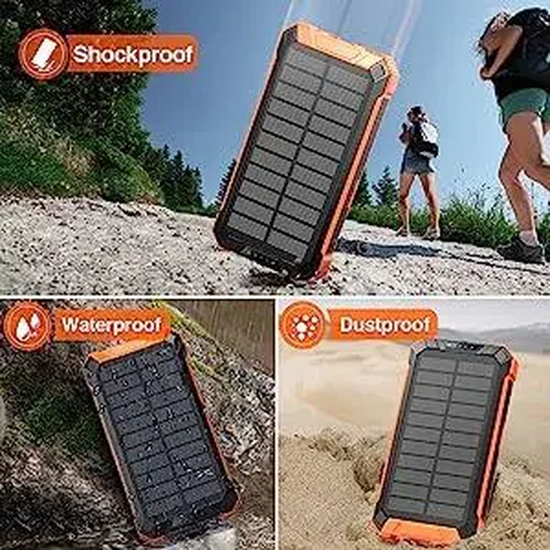 ChargePro Solar Powerbank | Kabelloses Ladegerät | 15W Schnellladefunktion | 6 Ausgänge | Integrierte Kabel | Tragbar & Wasserdicht