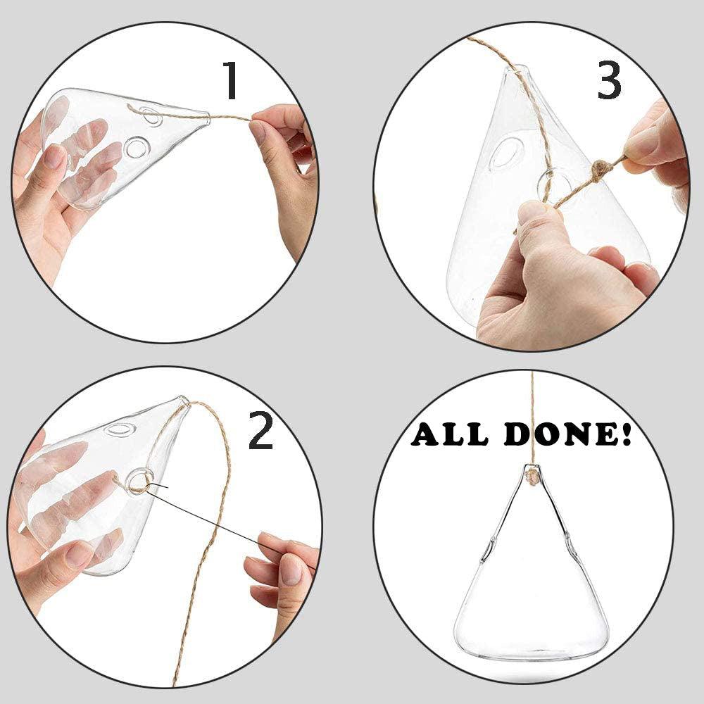 GlasLuxe 3-teiliges Set Glas-Hänge-Terrarienvasen | Elegante Pflanzenhalter | Deko für Zuhause