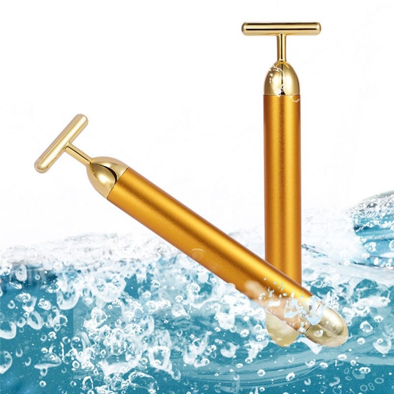 GlowBar 24K Gold Gesichtsroller | T-Massagegerät | Hautstraffung & Anti-Aging