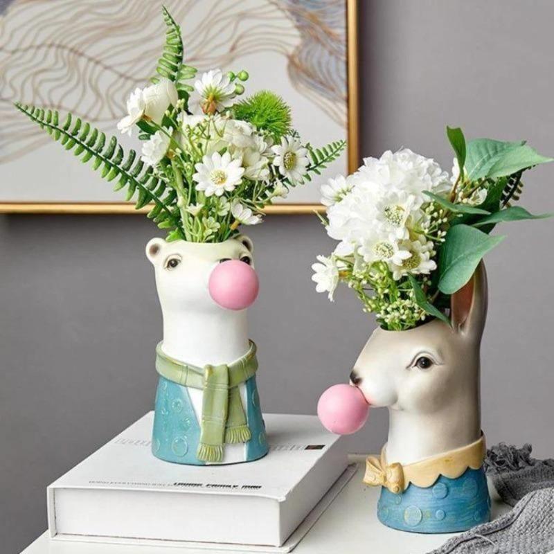 BubbleBeast Tierische Deko-Vase | Kreative Blumenvase mit Charakter