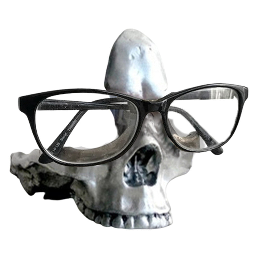 SkullArt Brillenhalter Schädel Statue | Gothic Stil | Deko für Zuhause | Brillenständer