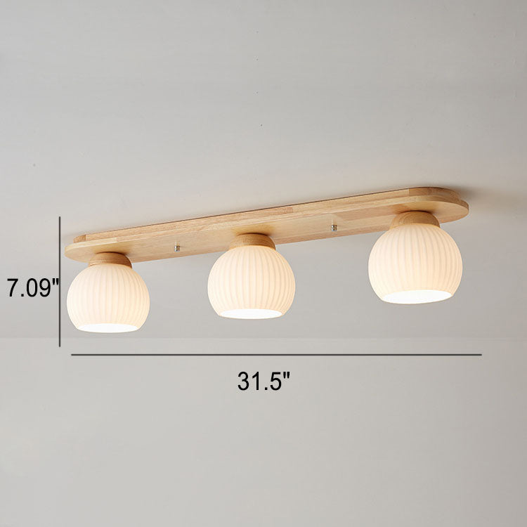 Zeniro Japanischer Stil Deckenleuchte | Gestreiftes Glas & Holz | Flush Mount | Minimalistisches Design