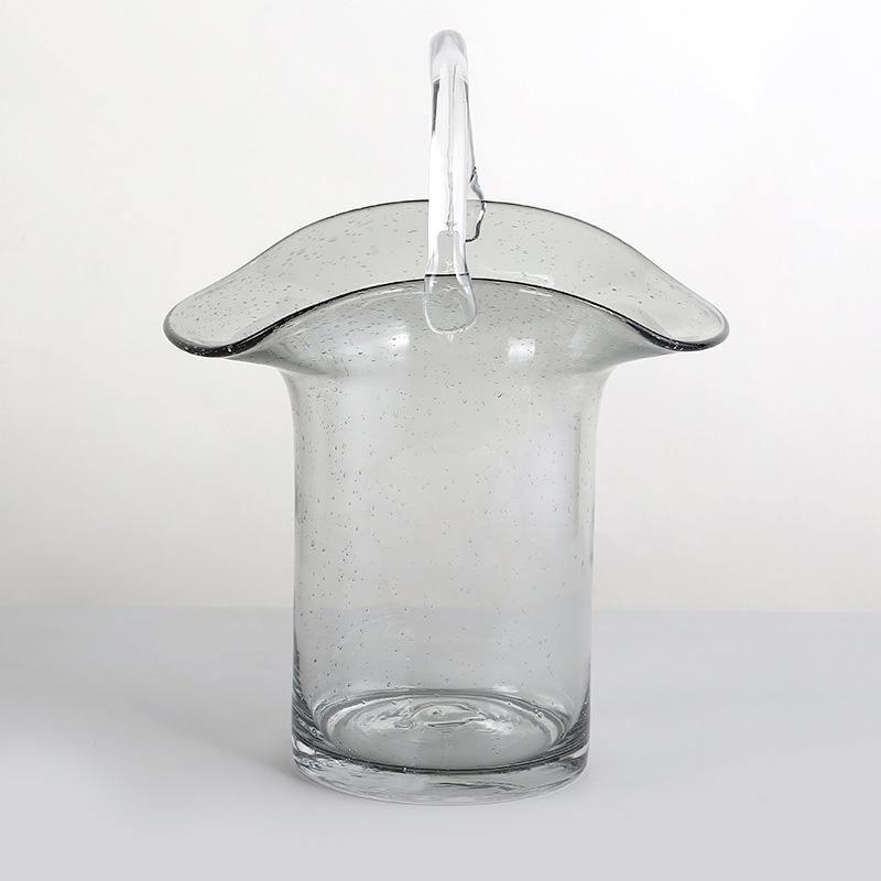 GlassBag Design-Glasvase | Modernes Korb- und Taschen-Design | Dekorative Vase | Handgefertigtes Wohnaccessoire