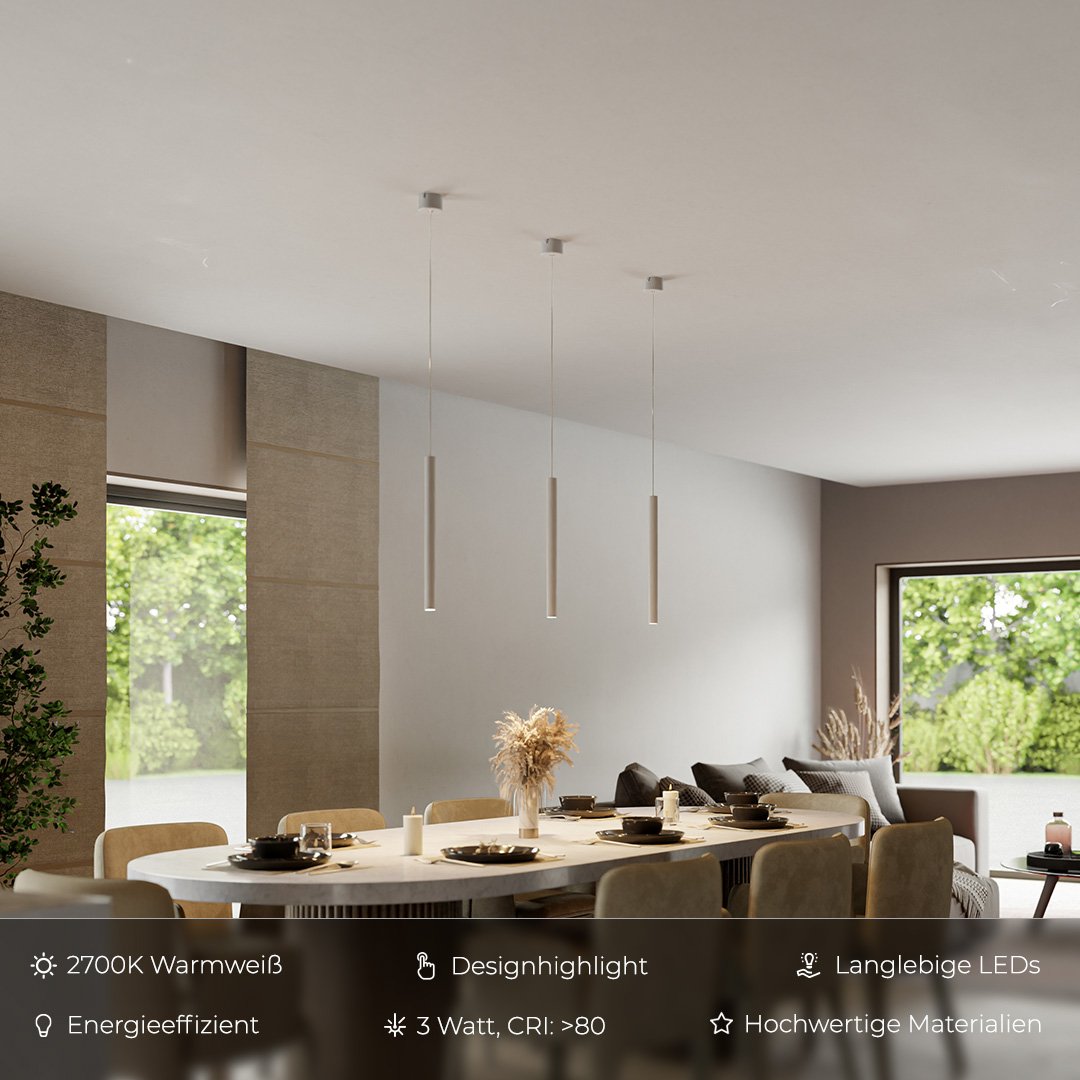 RayAura Minimalistische LED Pendelleuchte | Modernes Design | Elegante Deckenlampe für Wohnzimmer & Büro