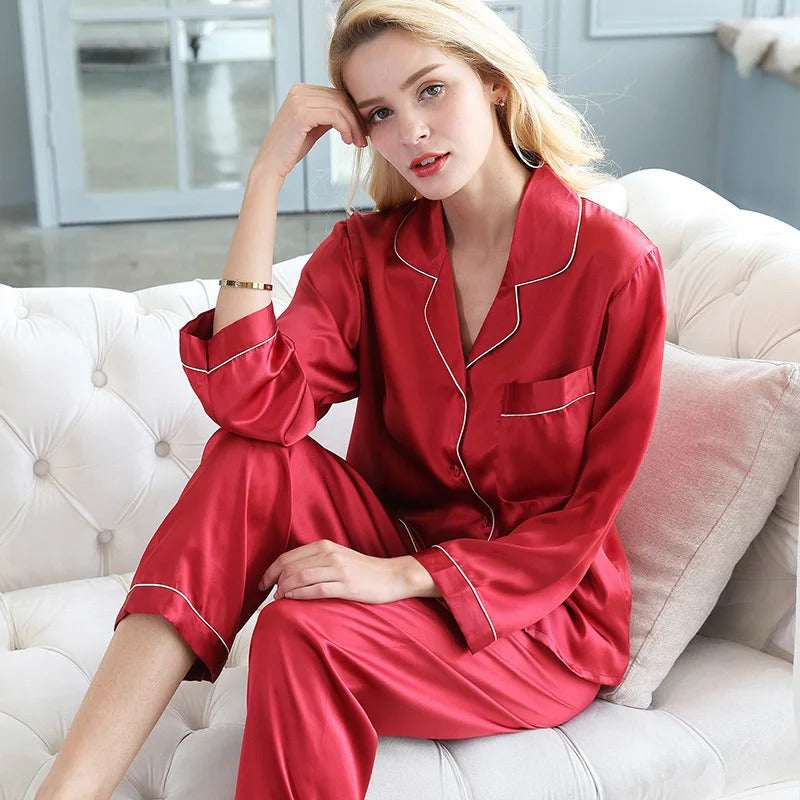 DreamSatin Premium Satin-Pyjama-Set | Luxuriös | Hautfreundlich | Atmungsaktiv | Für entspannte Nächte