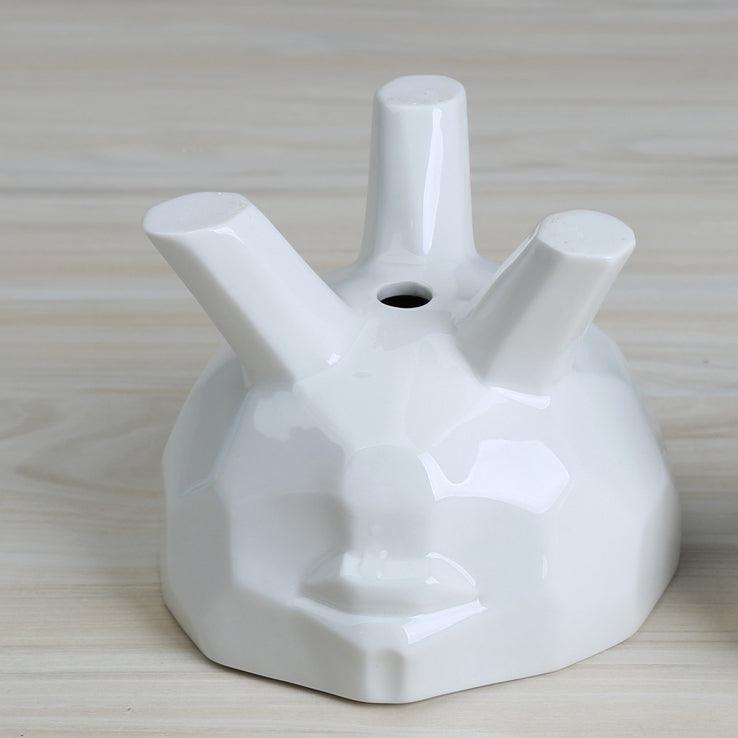 FaciaBloom - 2er-Set Weiße Keramikgesicht-Sukkulententöpfe | Modernes Design | Deko für Zuhause & Büro