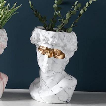 ArtéPlanter Keramik David Kopf Pflanztopf | Klassische Skulptur | Dekorative Vase | Stilvolle Wohnakzente