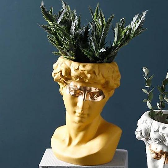 ArtéPlanter Keramik David Kopf Pflanztopf | Klassische Skulptur | Dekorative Vase | Stilvolle Wohnakzente