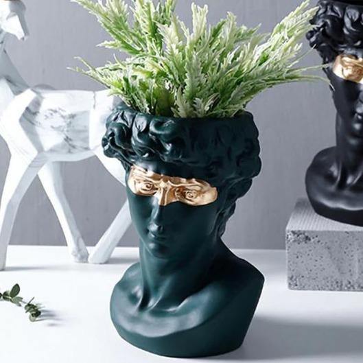 ArtéPlanter Keramik David Kopf Pflanztopf | Klassische Skulptur | Dekorative Vase | Stilvolle Wohnakzente