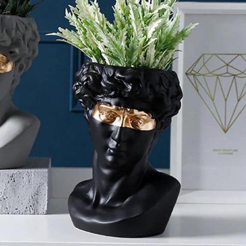 ArtéPlanter Keramik David Kopf Pflanztopf | Klassische Skulptur | Dekorative Vase | Stilvolle Wohnakzente