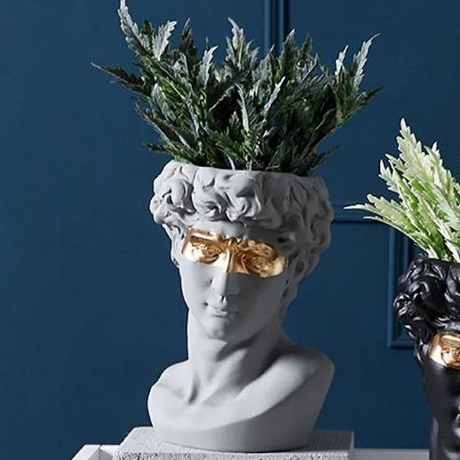 ArtéPlanter Keramik David Kopf Pflanztopf | Klassische Skulptur | Dekorative Vase | Stilvolle Wohnakzente
