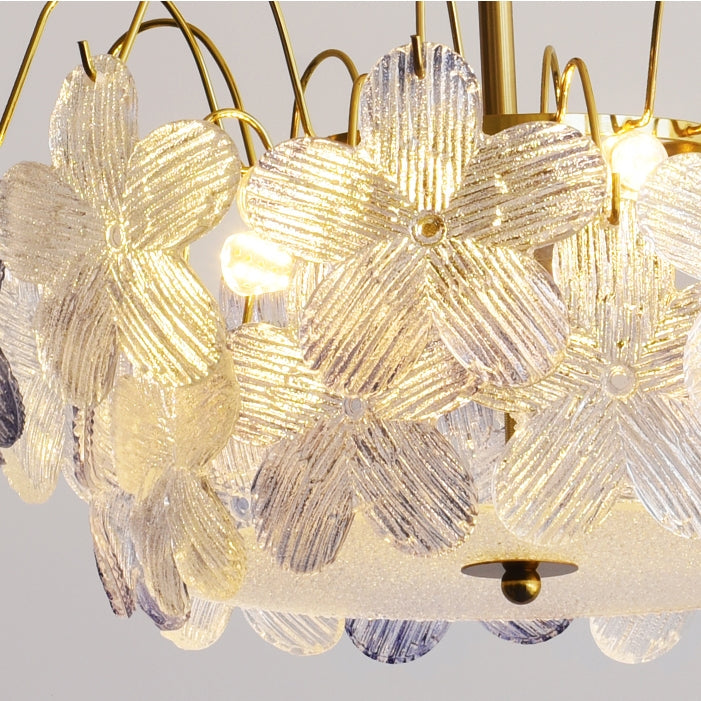 BrightBloom Vintage Buntglas-Kronleuchter | Blumenform | Wohnzimmerlampe | Elegante Beleuchtung
