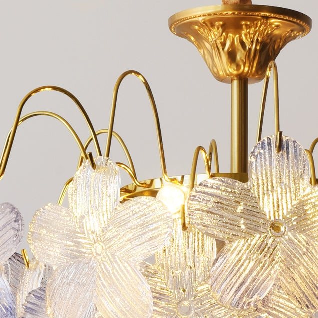 BrightBloom Vintage Buntglas-Kronleuchter | Blumenform | Wohnzimmerlampe | Elegante Beleuchtung