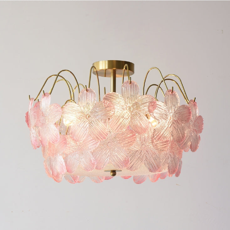 BrightBloom Vintage Buntglas-Kronleuchter | Blumenform | Wohnzimmerlampe | Elegante Beleuchtung