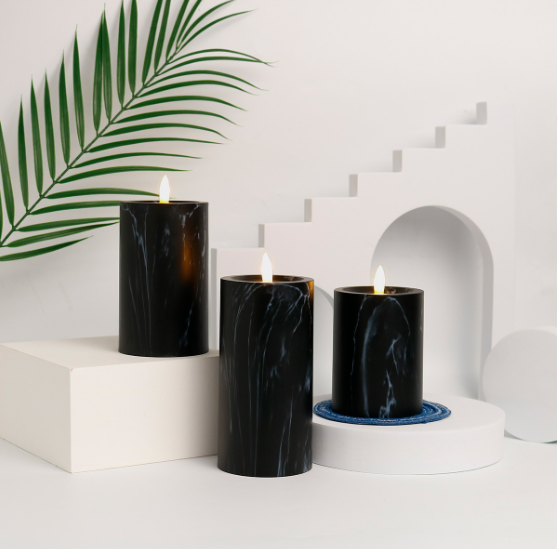 MarbliGlow LED Kerzenlicht Set | 3er Set | Marmor-Design | Kabellos | Stimmungsvoll | Dekorativ