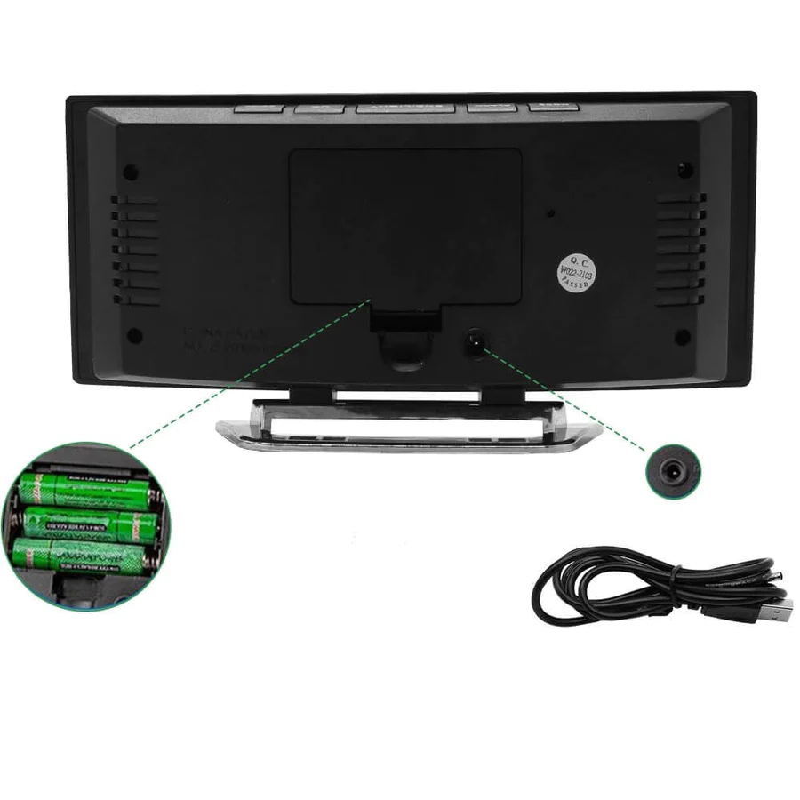 TimeGlide LED Digitalwecker | Großes Gebogenes Display | Dimmbar | Wecker mit Temperaturanzeige