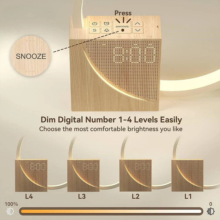 WakeLite Touch Nachttischwecker Licht | Dimmbare LED Lampe | Wecker & Nachtlicht in Einem | Modernes Design