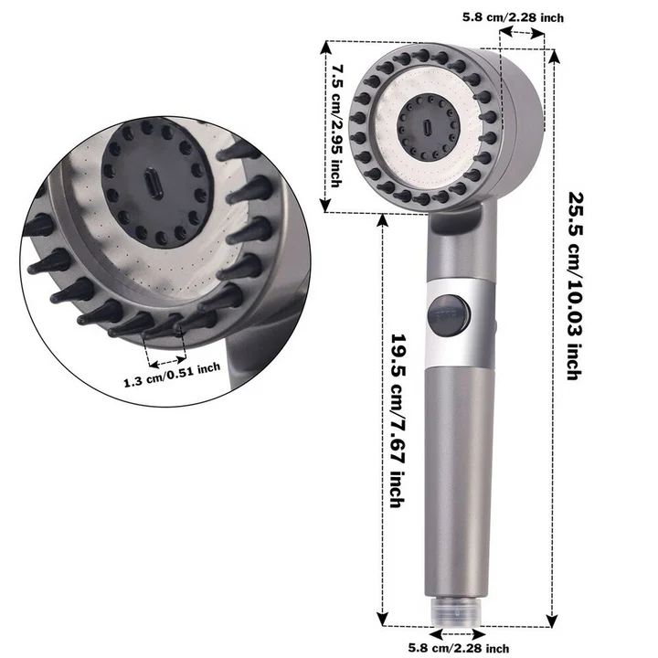 AquaPulse Pro Massageduschkopf | Hochdruck Handbrause mit 3 Strahlarten & Filter | Luxus-Duschsystem