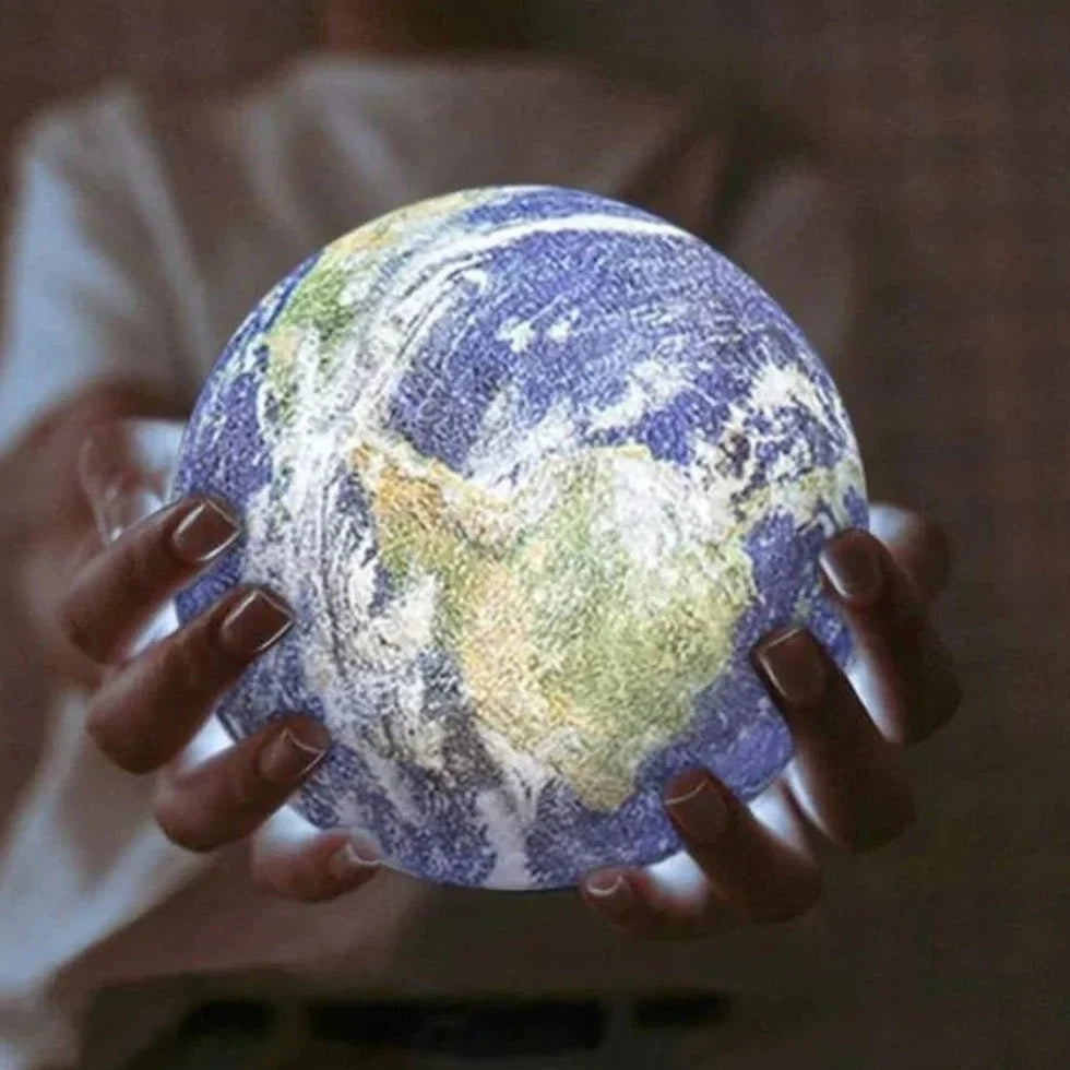 TerraGlow 3D Earth Lampe | LED Nachtlicht mit Farbwechsel | Deko für Zuhause & Kinderzimmer