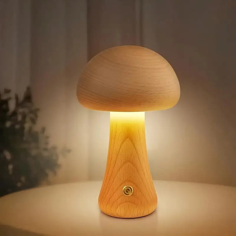 MushroomGlow™ Holzpilz LED Tischlampe | Natürliche Deko Beleuchtung | Stimmungslicht für Zuhause
