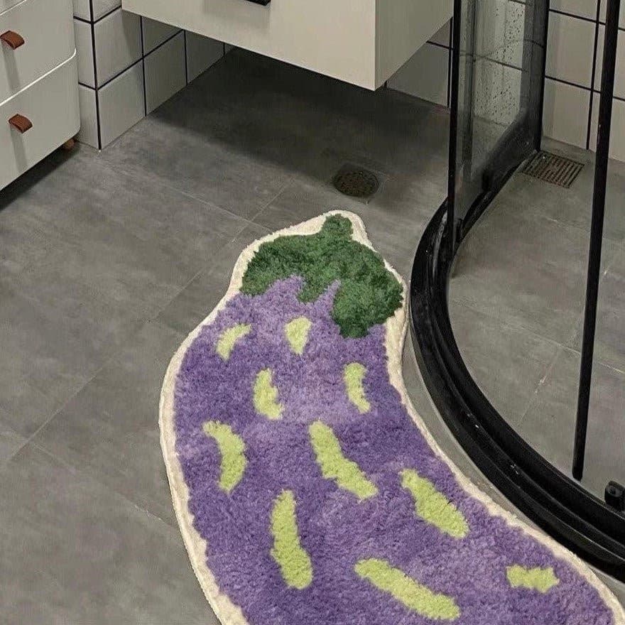 VeggieSoft Auberginen-Matte | Lustige Küchenmatte | Rutschfest & Wasserabweisend | Verschiedene Größen