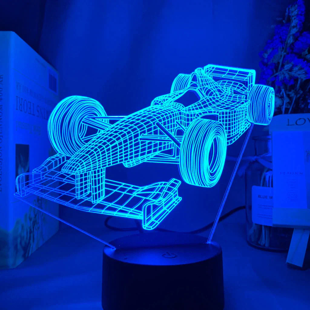 SpeedLight Formel-1 3D-Illusionslampe | Farbwechsel-Modus | LED Nachttischlampe | Deko für Motorsportfans