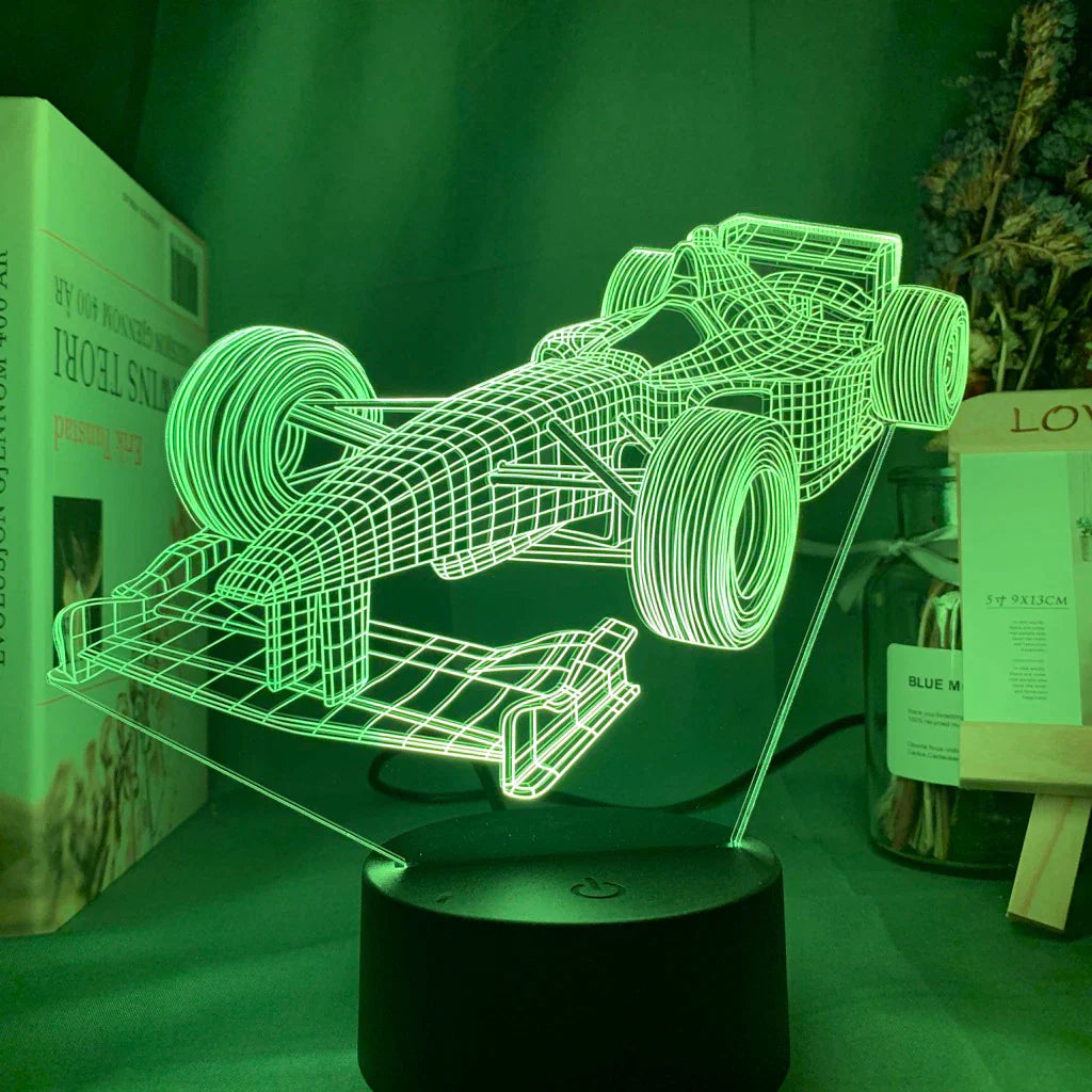 SpeedLight Formel-1 3D-Illusionslampe | Farbwechsel-Modus | LED Nachttischlampe | Deko für Motorsportfans