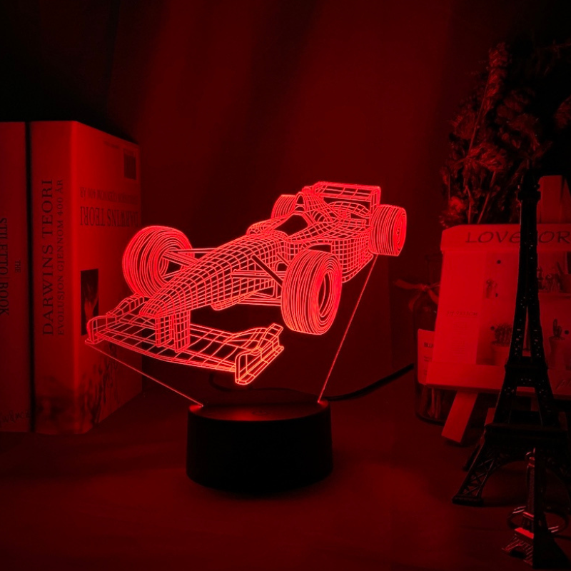 SpeedLight Formel-1 3D-Illusionslampe | Farbwechsel-Modus | LED Nachttischlampe | Deko für Motorsportfans