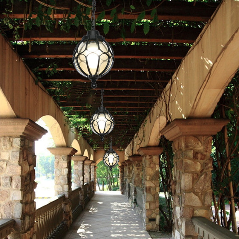 EuroLuxe Aluminium Pendelleuchte | Wasserdicht | Außenleuchte mit Glaskugel | Garten & Terrasse