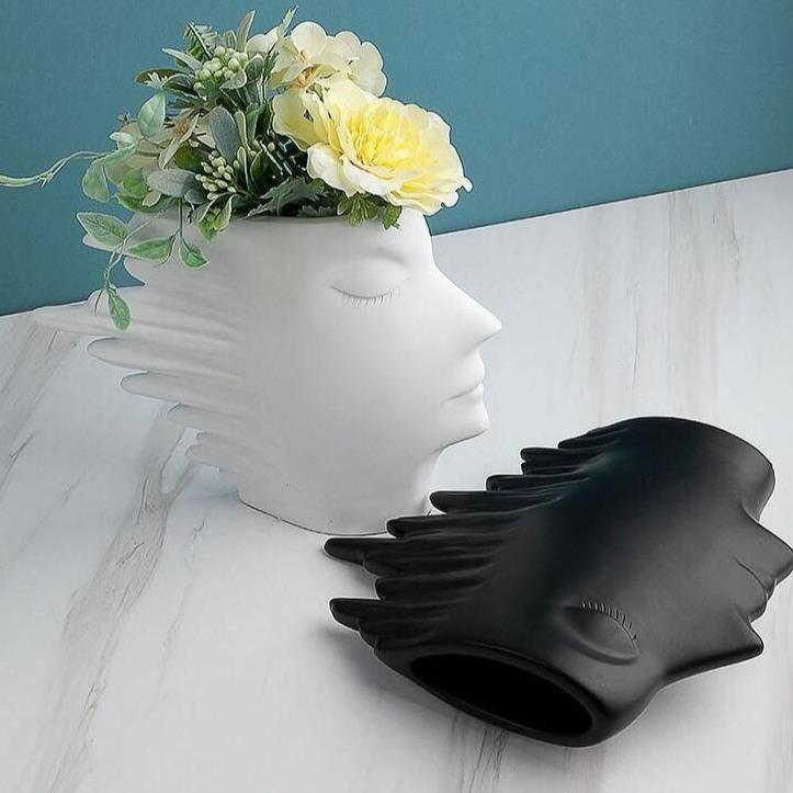 BreezeForm Keramikvase mit Gesichtsmotiv | Kunstvolle Wohnaccessoires | Elegante Deko-Vase für Ihr Zuhause