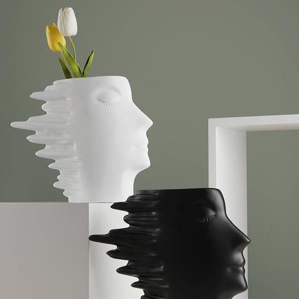 BreezeForm Keramikvase mit Gesichtsmotiv | Kunstvolle Wohnaccessoires | Elegante Deko-Vase für Ihr Zuhause