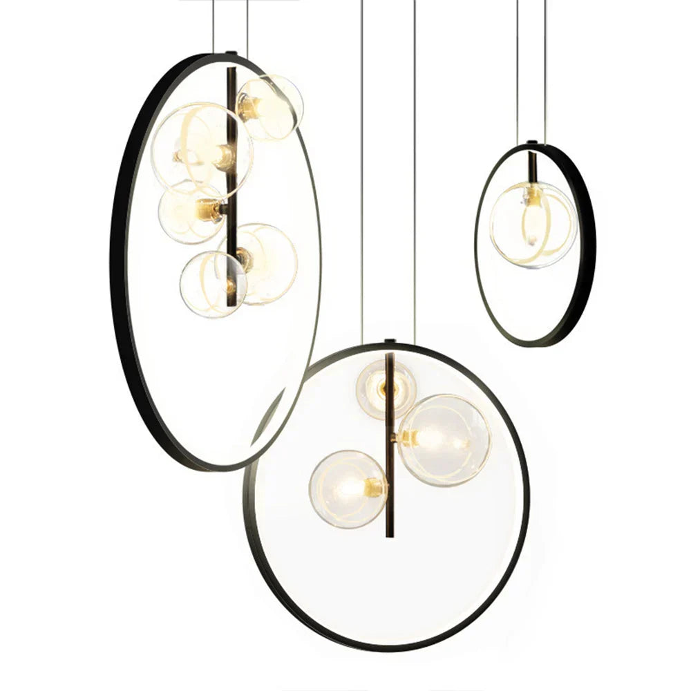 Luminisa Skandinavische Bubble Glas Pendelleuchte mit Ring | Modernes Design | Dimmbar | Elegante Beleuchtung für Esszimmer & Wohnzimmer