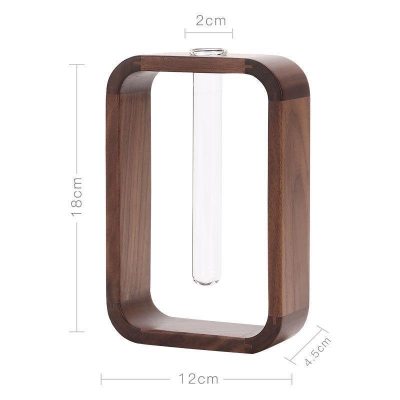 PlantFrame Holz-Glas Pflanzvase | Stilvoller Anzuchtbehälter | Perfekt für Pflanzenliebhaber & Dekoration