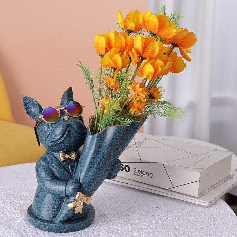 BulldogBloom French Bulldog Blumenvase | Stilvolle Tier-Deko für Zuhause | Handgefertigt | Farbvielfalt