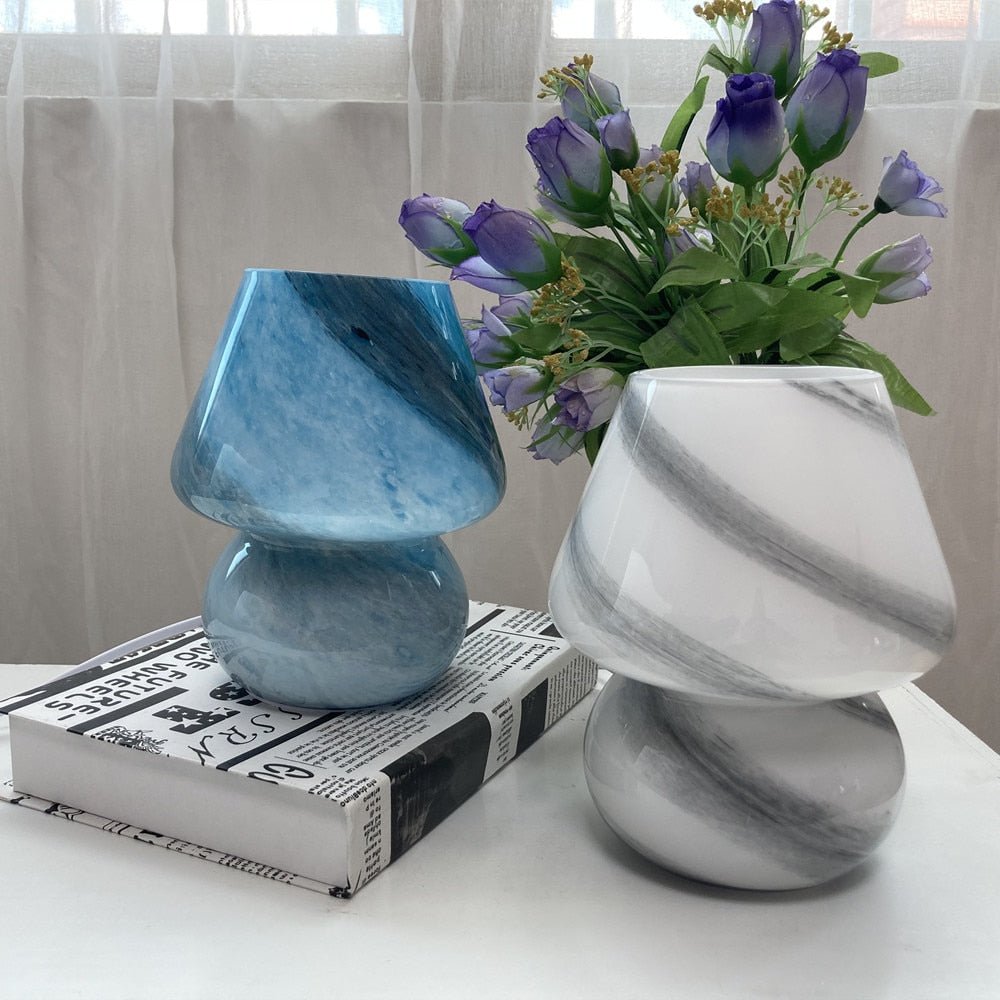 GlowFungi Glas-Pilzlampe | Nordic Design Tischlampe | Stimmungslicht für Zuhause